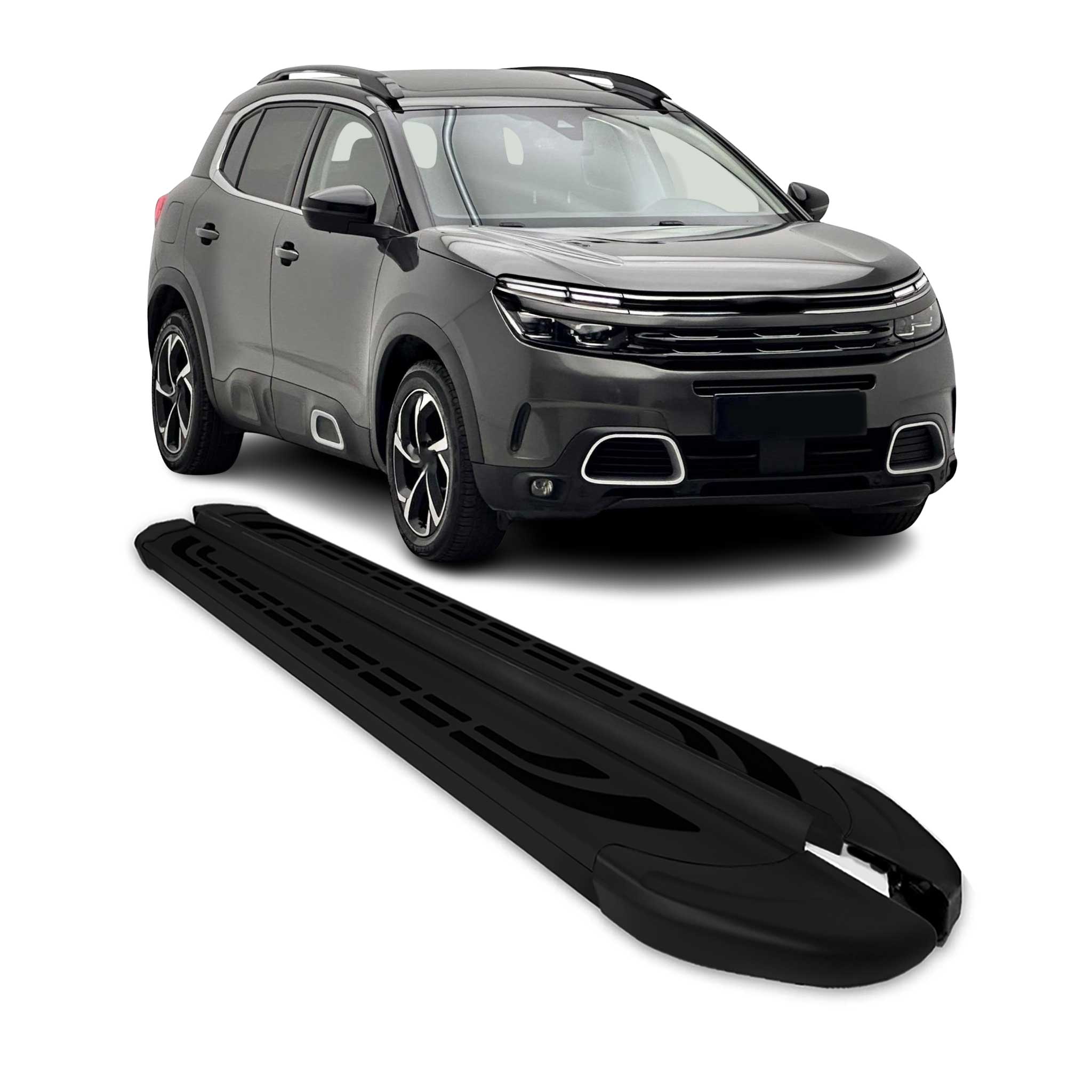 Marchepieds Latéraux Noirs pour Citroën C5 Aircross en Aluminium 2Pcs