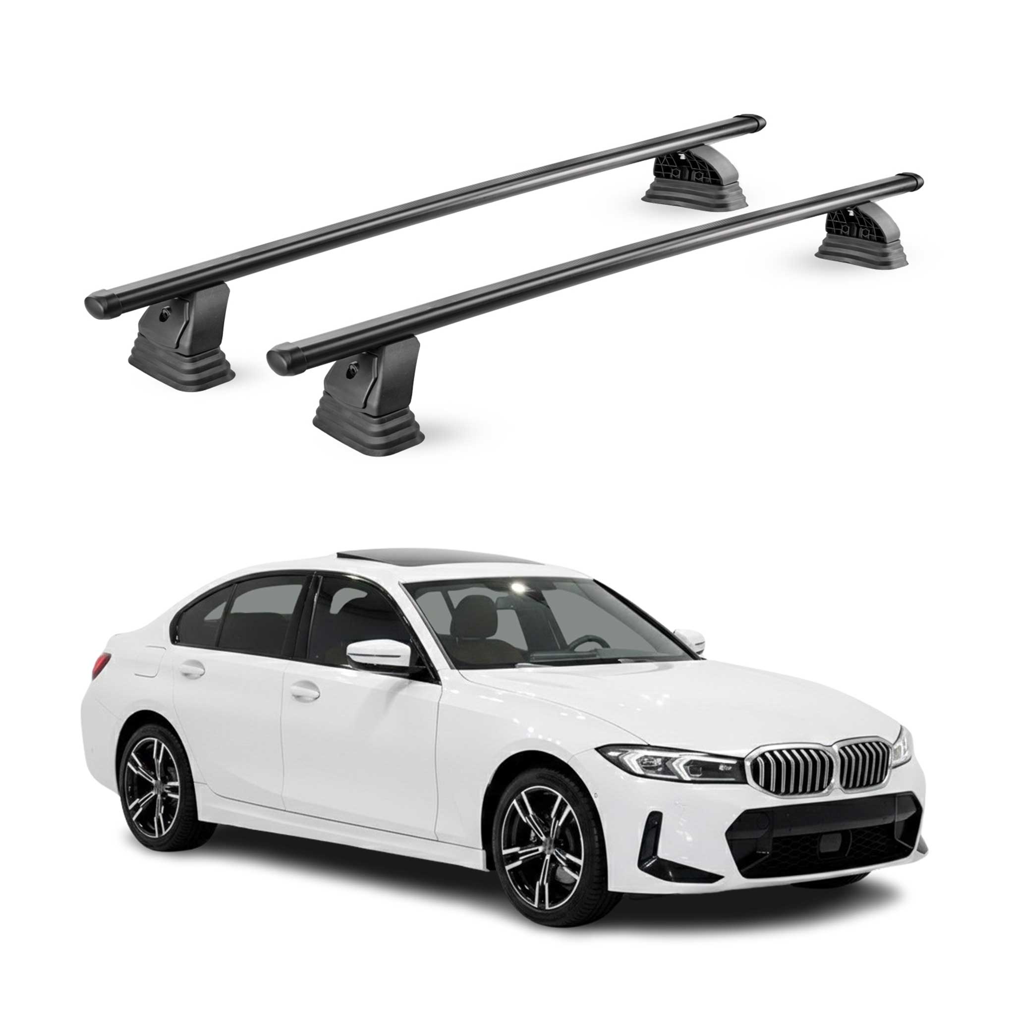 Barres de toit transversales acier pour BMW Serie 3 G20 2019-2026 TÜV Noir 2Pcs