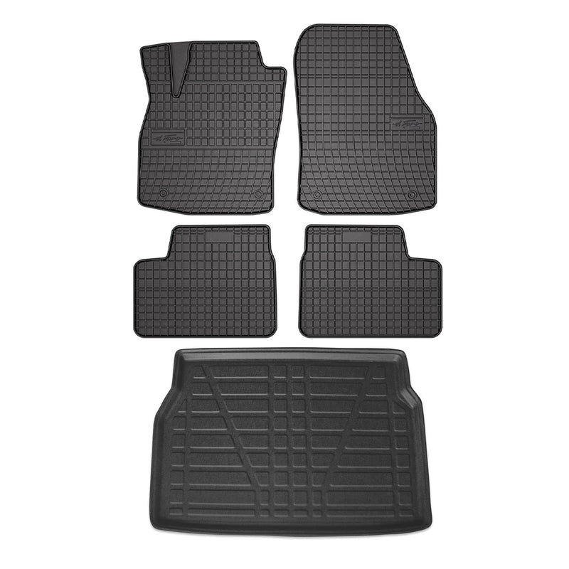 Kit Tapis de sol et coffre pour Opel Astra H 2004-2013 TPE Noir