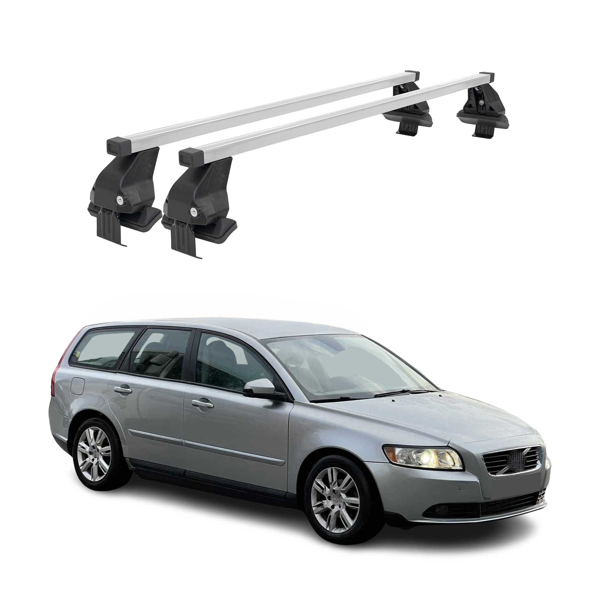 Barres de toit transversales pour Volvo V50 2008-2012 Acier Gris