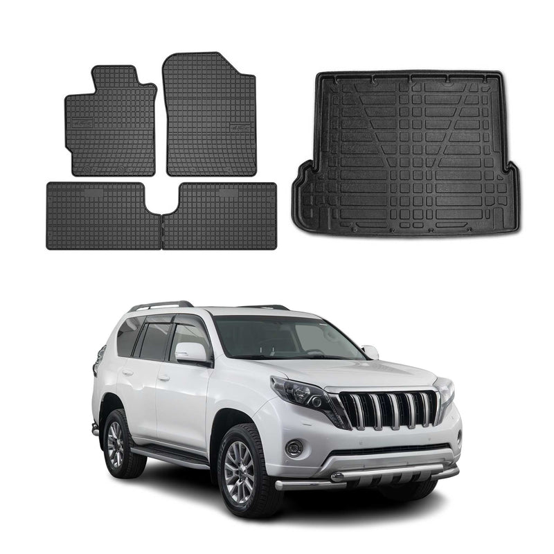 Kit Tapis de sol et coffre pour Toyota Land Cruiser Prado 2009-2023 TPE Noir