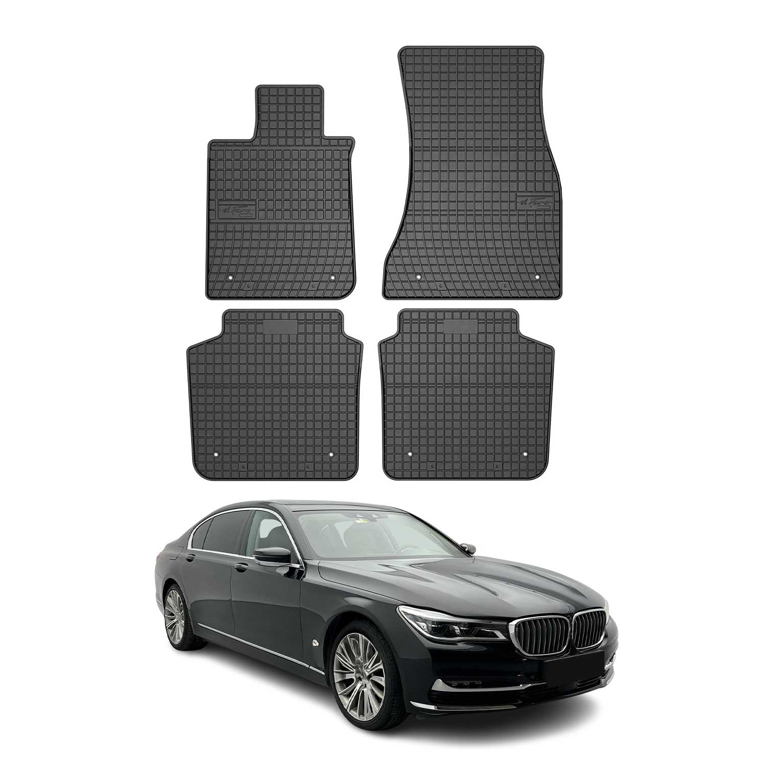 OMAC Tapis de sol pour BMW Série 7 G12 Long 2015-2022 Noir en caoutchouc