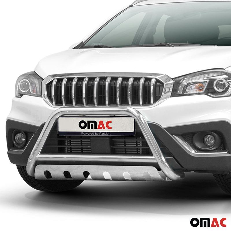 Pare-Buffle Avant Pour Suzuki SX4 S-Cross 2016-2021 Acier Inoxy Argent