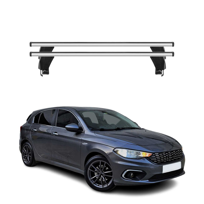Menabo Barres de toit Transversales pour Fiat Tipo HB 2016-2025 Alu Gris 2x ABE