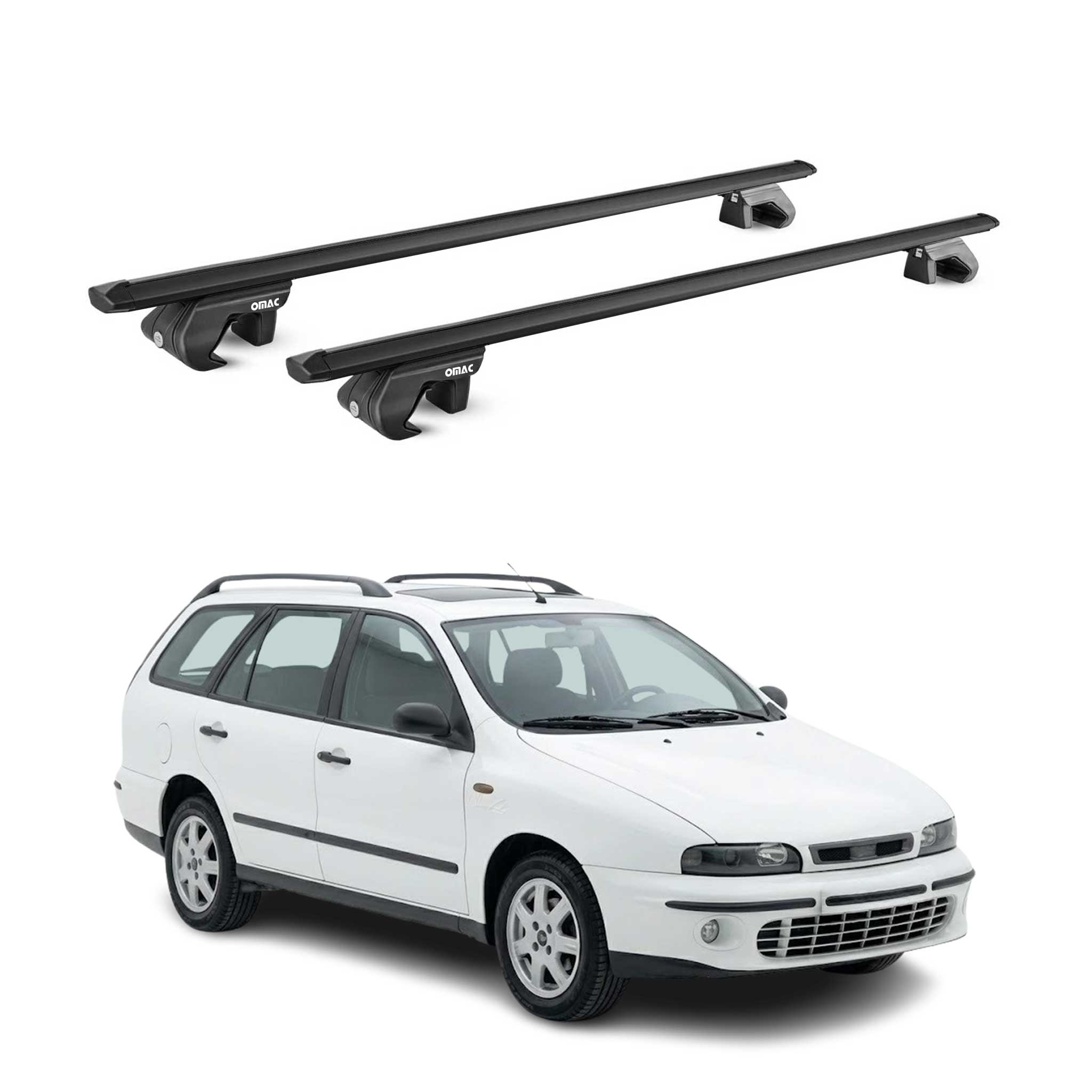Barres de toit transversales pour Fiat Marea Marengo 1996-2002 Alu Noir ABE
