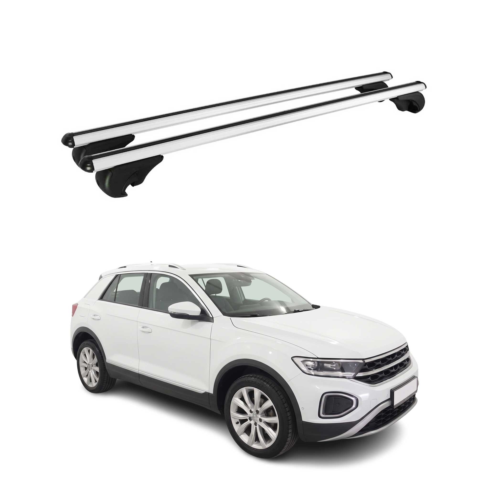 Barres de toit Transversales pour VW T-Roc 2017-2025 TÜV Aluminium Gris 2Pcs