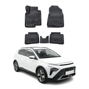 Tapis de sol pour Hyundai Bayon 2021-2027 Noir 3D en Caoutchouc TPE 4x