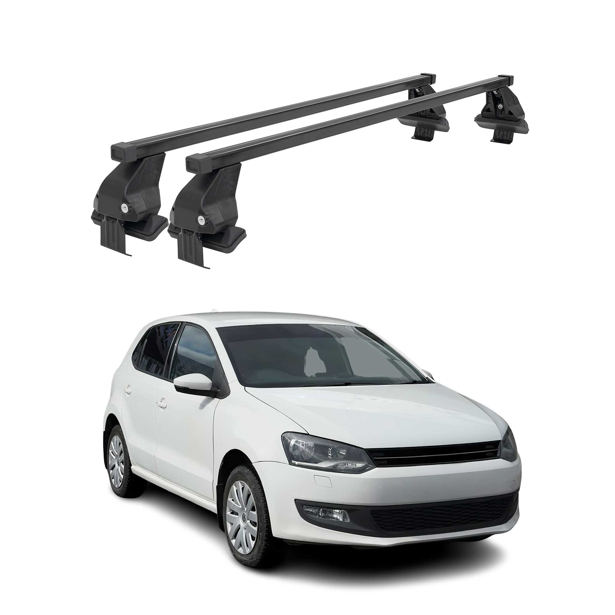 Barres Transversales Menabo pour VW Polo V 2009-2017 5portes Noir
