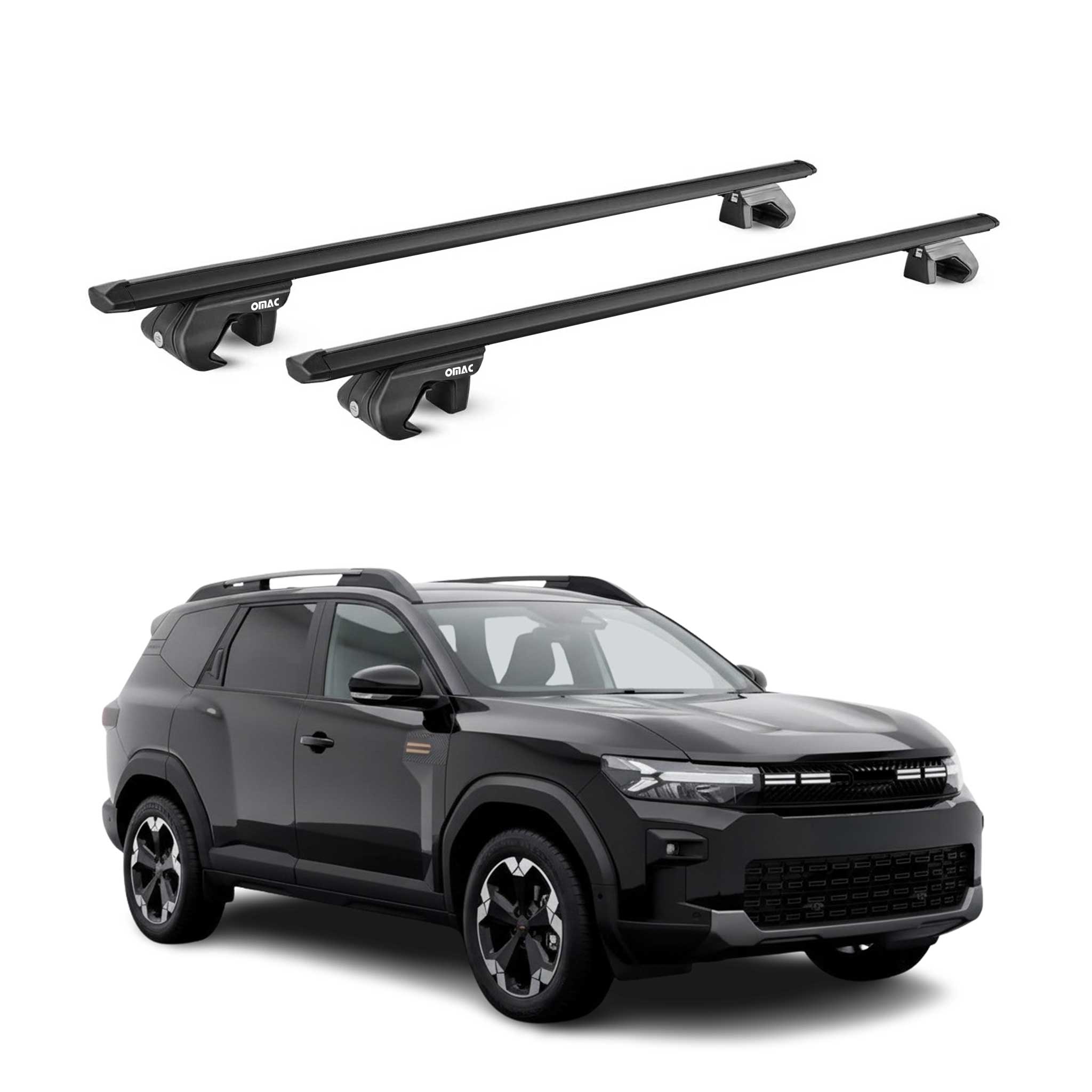 Barres de toit transversales ABE pour Dacia Bigster 2025-2026 Aluminium Noir 2x