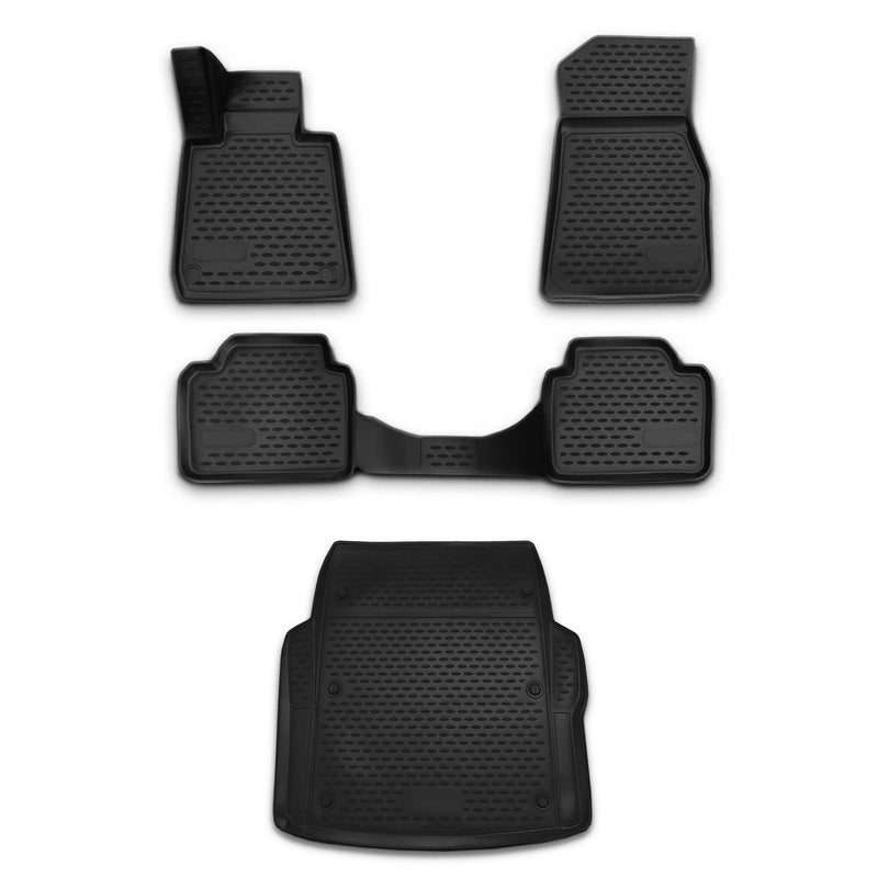 Kit Tapis de sol et coffre pour BMW Série 3 F30 M3 F80 2012-2019 Caoutchouc Noir