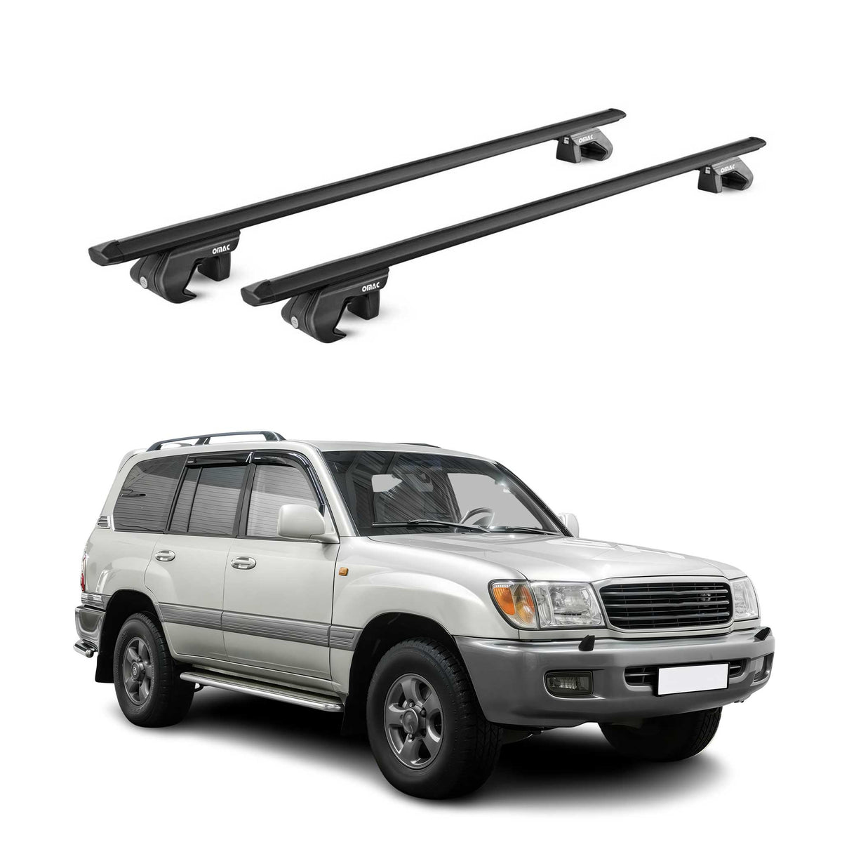 Barres de toit ABE pour Toyota Land Cruiser 90 120 1996-2009 5 P Alu Noir 2x