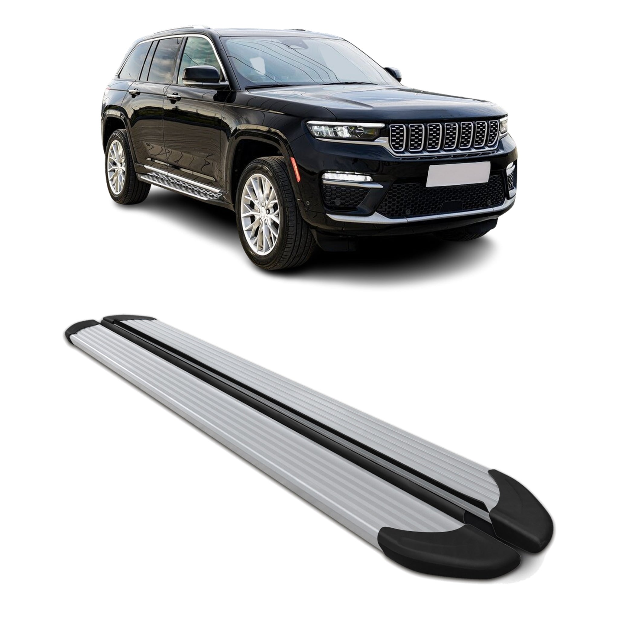 Marchepieds Latéraux pour Jeep Grand Cherokee WL 2022-26 L2 Noir Aluminium 2Pcs