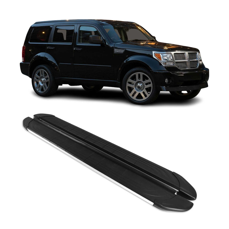 Marchepieds Latéraux pour Dodge Nitro 2006-2012 Aluminium Gris Noir 2Pcs
