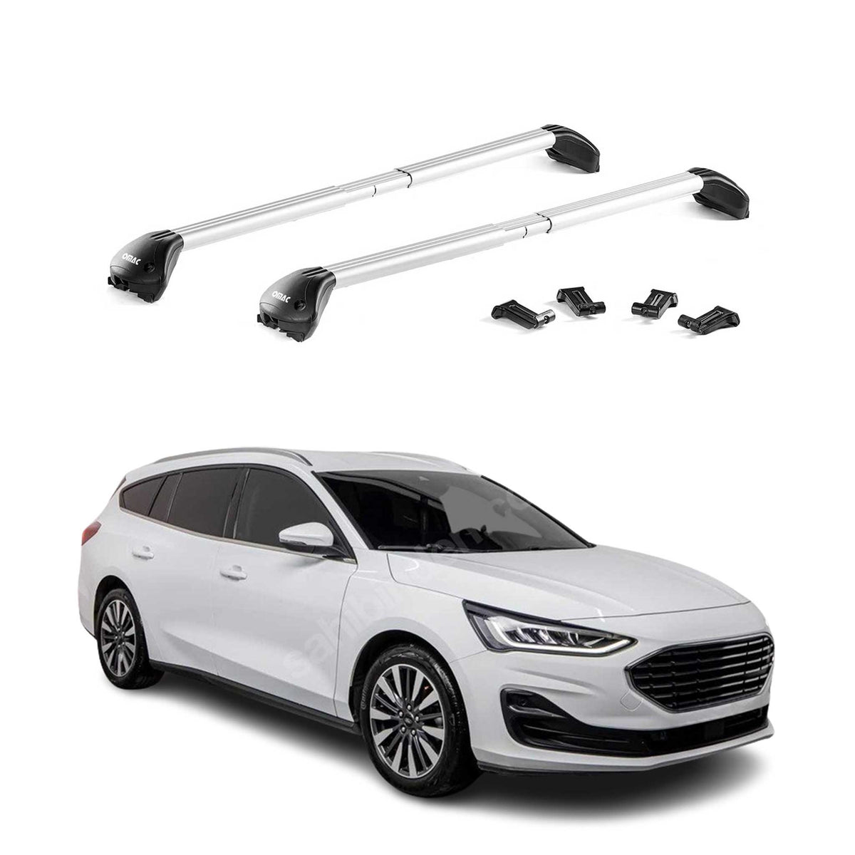 Barres de toit transversales pour Ford Focus IV Break 2018-2025 Alu Gris ABE