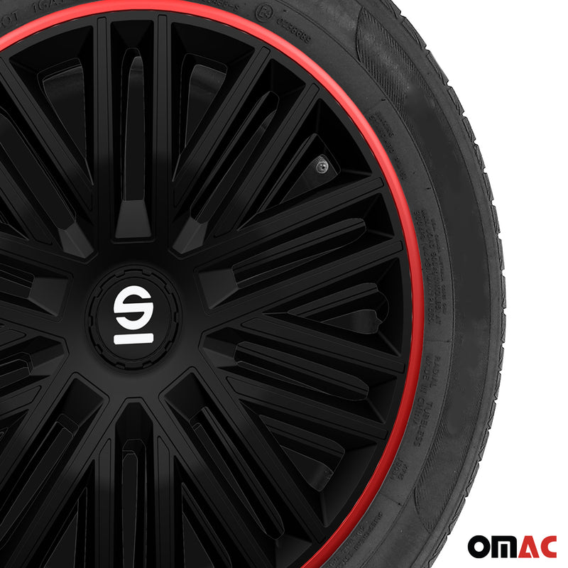 SPARCO Jeu Enjoliveurs de Roues 16 Pouces Rouge & Noir 4Pcs