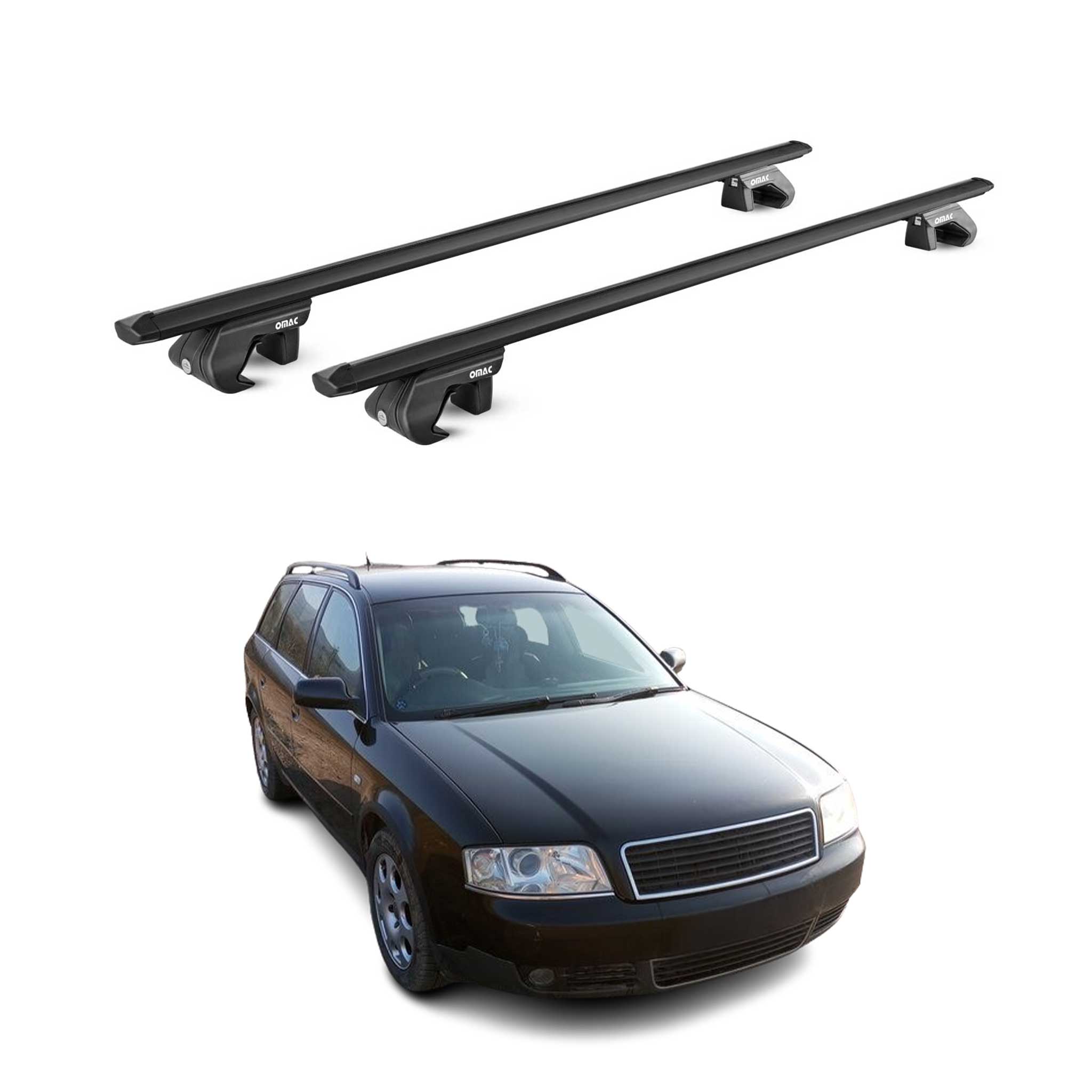 Barres de toit transversales pour Audi A6 Allroad Break 1994-2005 Noir 2x ABE