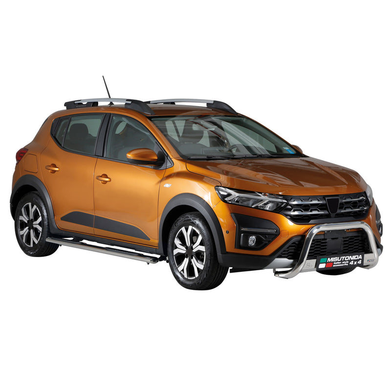 Pare-buffle Avant pour Dacia Sandero Stepway 2021-2025 63mm en Acier Inox Argent