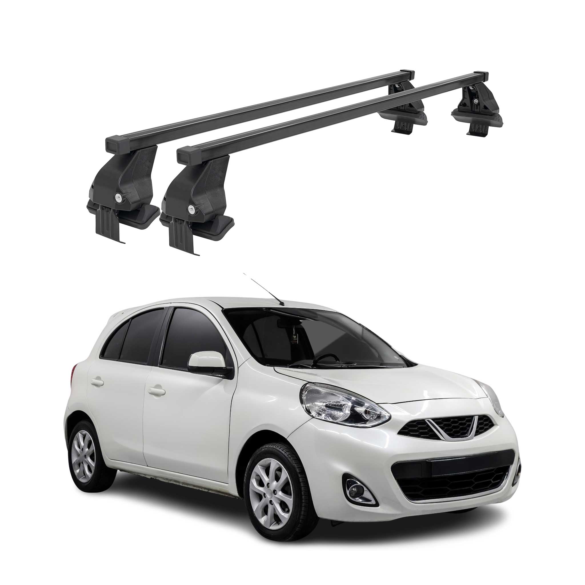 Barres Transversales Menabo pour Nissan Micra 2017-2023 Noir