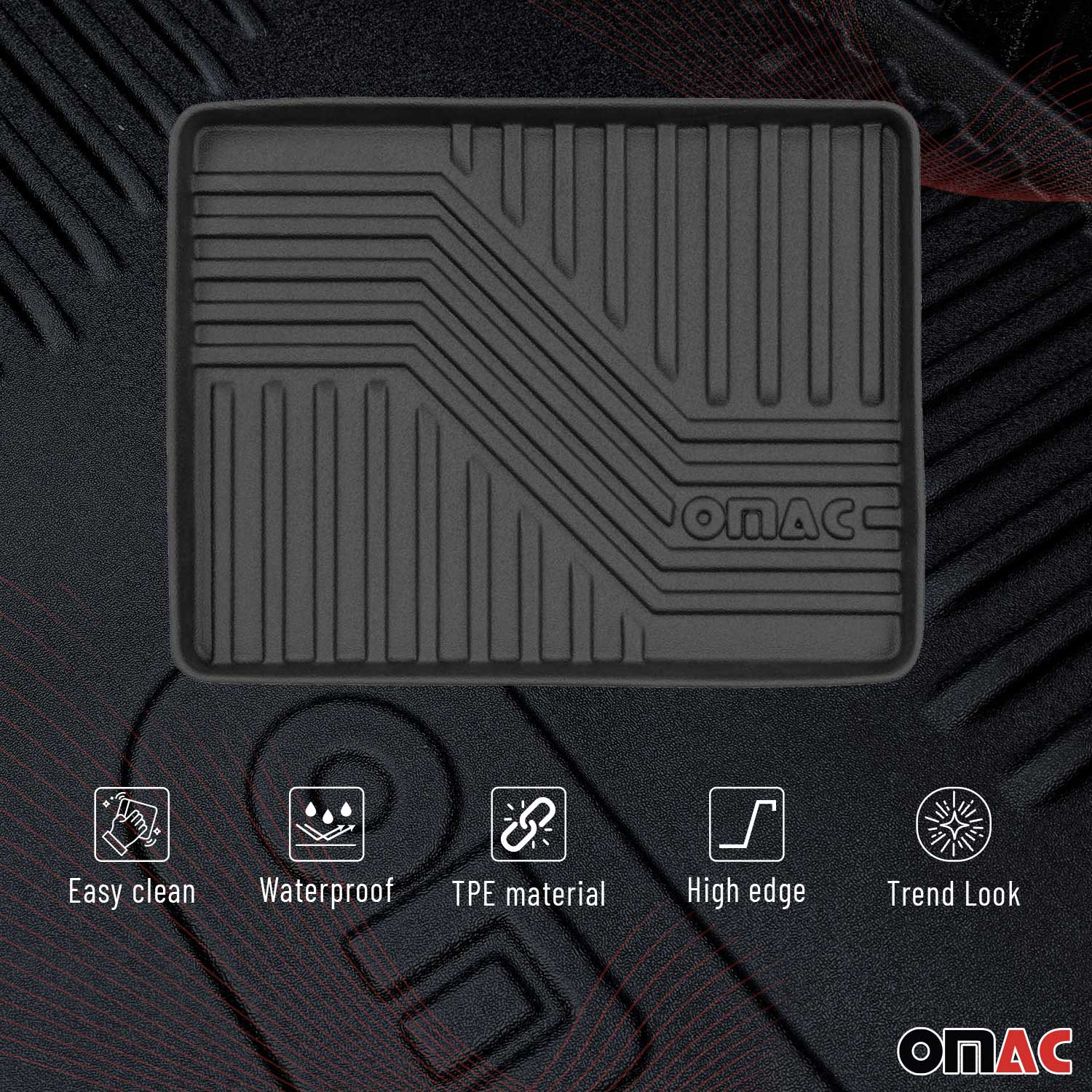 Tapis de coffree polyvalent Tapis en Caoutchouc Organiseur pour voiture 43x33cm