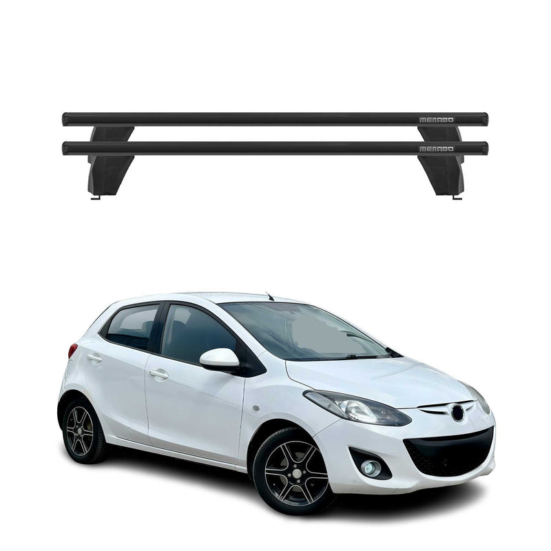 Menabo Barres de toit Transversales pour Mazda 2 2009-2013 Alu Noir ABE 2x