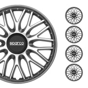 SPARCO Jeu Enjoliveurs de Roues 16 Pouces Argenté Gris en ABS 4 piéces