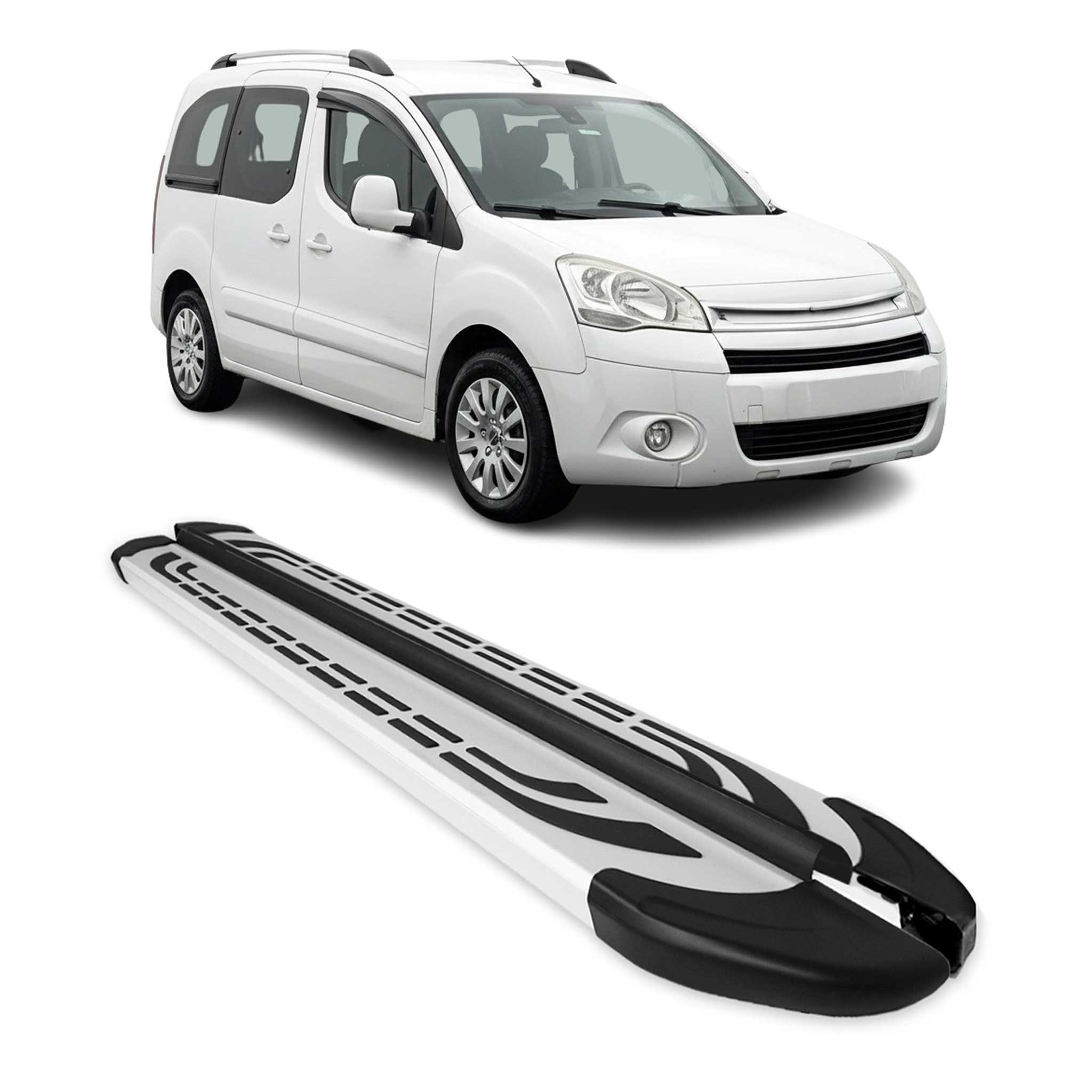 Marchepieds Latéraux pour Citroen Berlingo 2008-2018 L1 Aluminium Gris 2Pcs