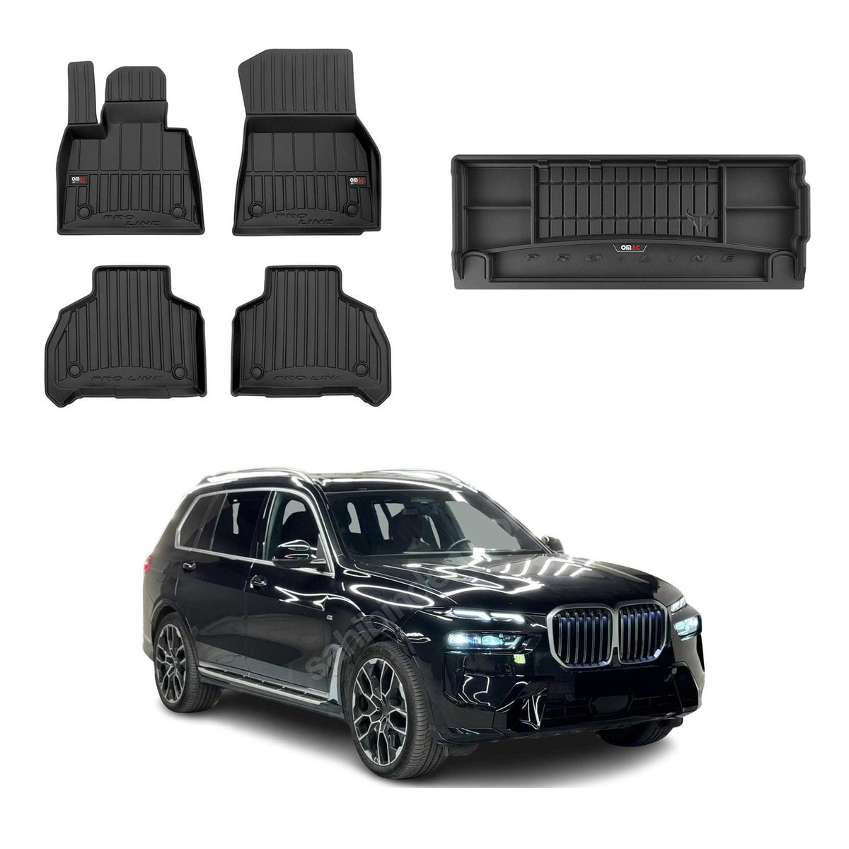 OMAC Kit Tapis de Sol et Coffre pour BMW X7 G07 2018-2026 Noir