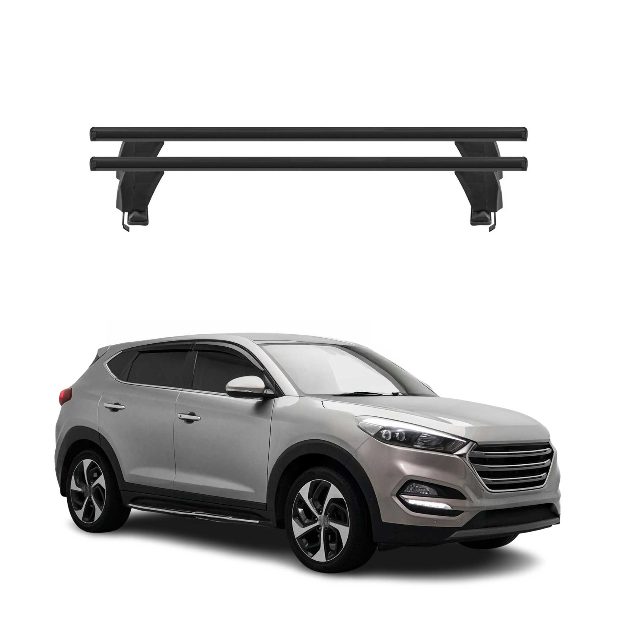Menabo Barres de toit Transversales pour Hyundai Tucson 2015-2020 Alu Noir ABE