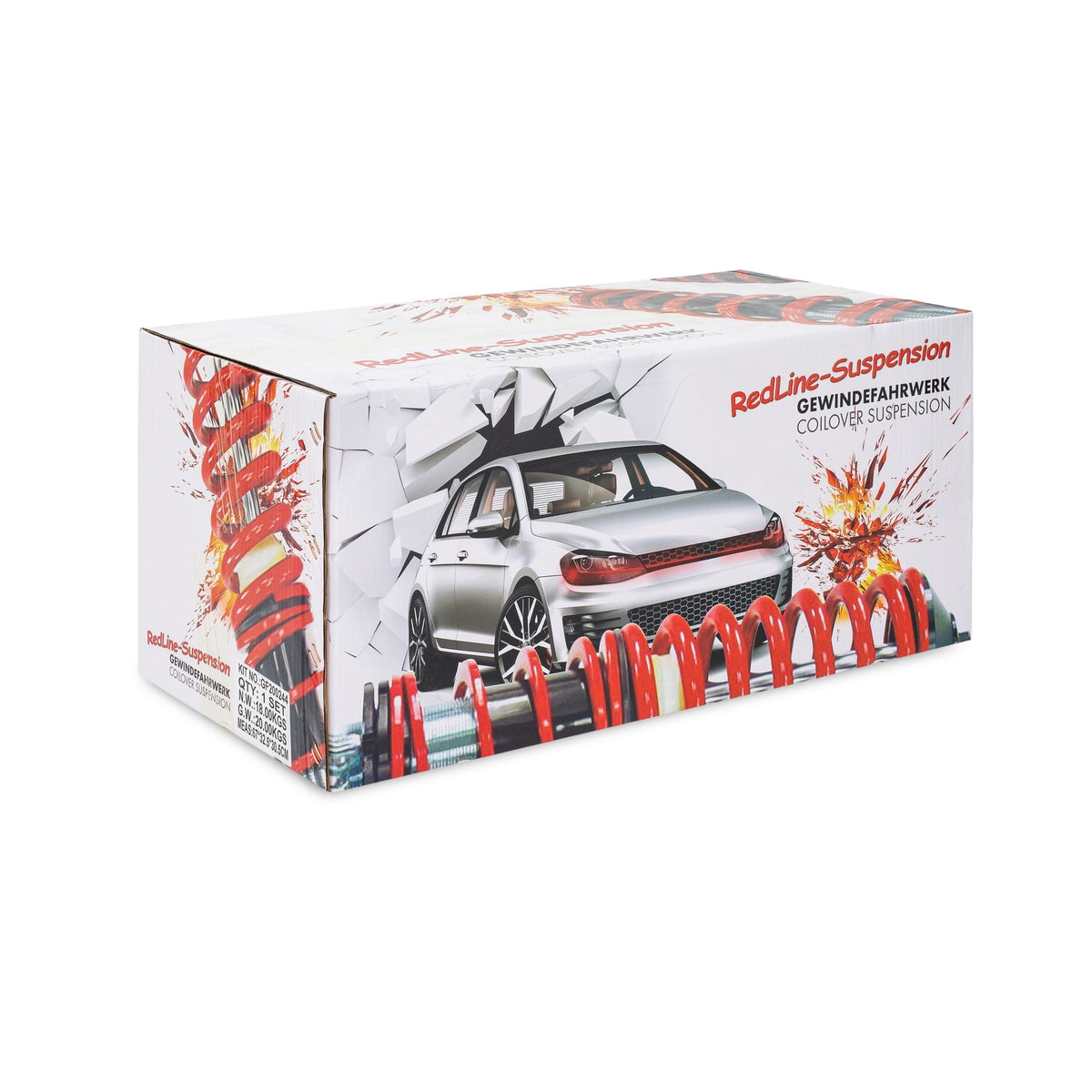 JOM Redline Combinés Filetés pour VW Golf 7 Berline/Sportsvan (Achslast VA 1080 kg)
