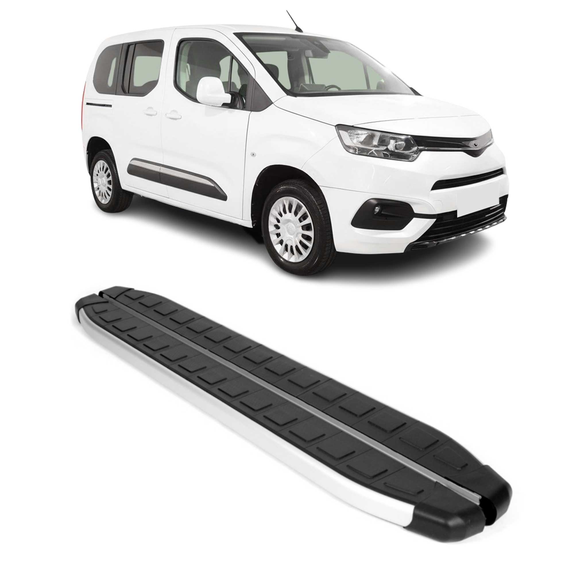 Marchepieds Latéraux pour Toyota ProaceCity 2019-26 L1 Court Monospace Noir Gris