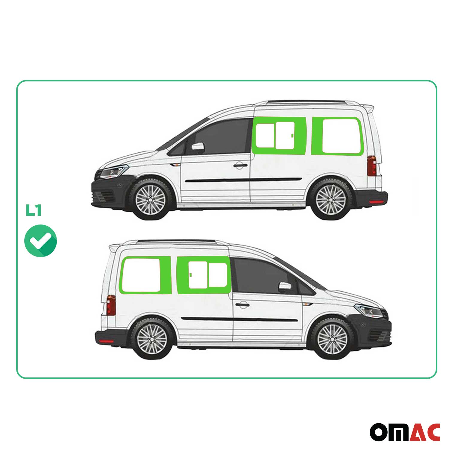 Vitres de Fenêtres Latérales Coulissantes Arriéres pour VW Caddy 2003-2020 L1 4x