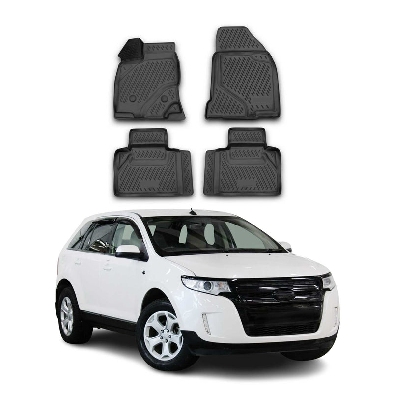 Tapis de sol pour Ford Edge 2007-2014 en caoutchouc TPE 3D Noir 4Pcs