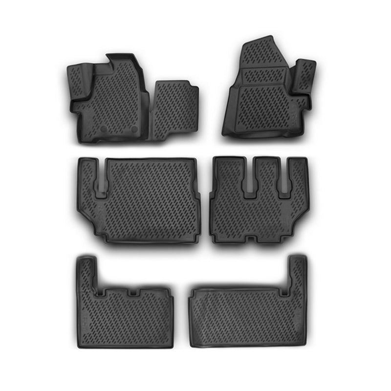 OMAC Tapis de sol pour Ford Transit Custom 2012-2018 en caoutchouc Noir 6 Pcs