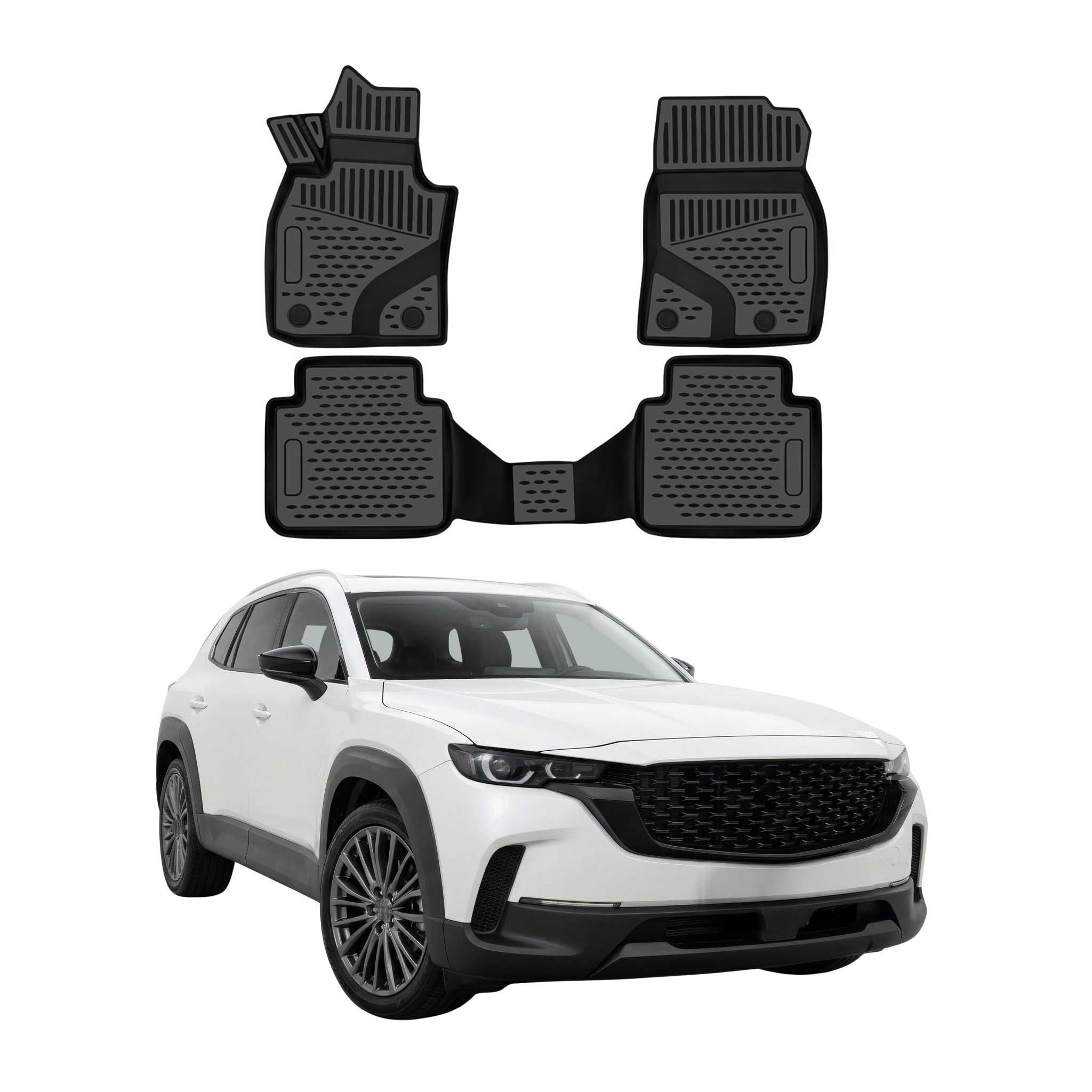 OMAC Tapis de sol pour Mazda CX-50 2023-2026 en caoutchouc Noir 3Pcs