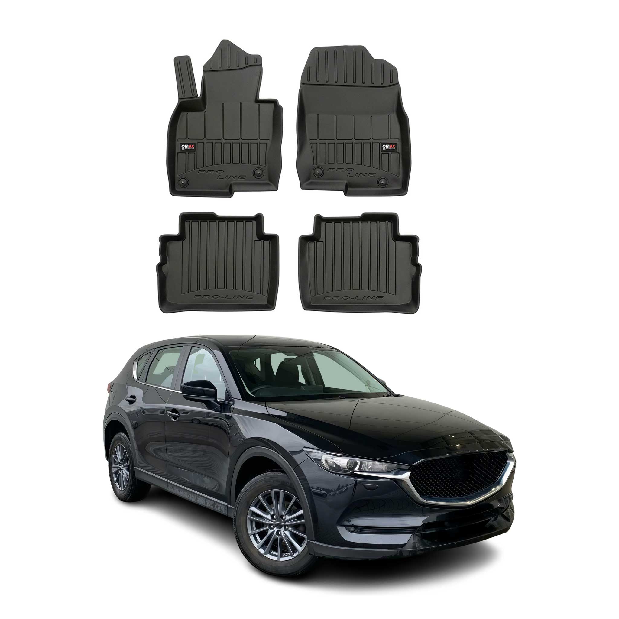OMAC Tapis de sol en caoutchouc pour Mazda CX-5 2017-2025 Noir Premium