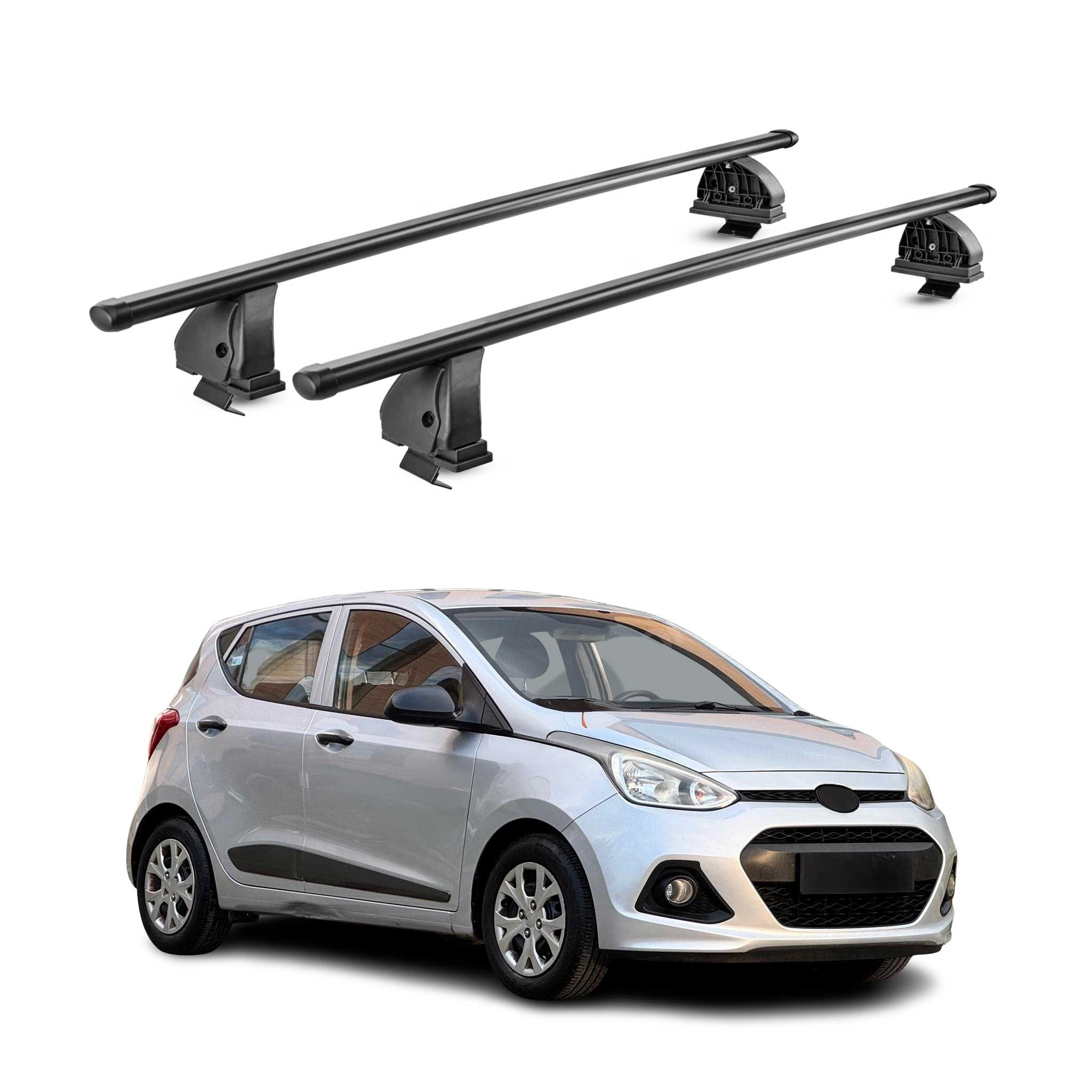 Barres de toit transversales acier pour Hyundai i10 I 2007-2013 TÜV Noir 2Pcs