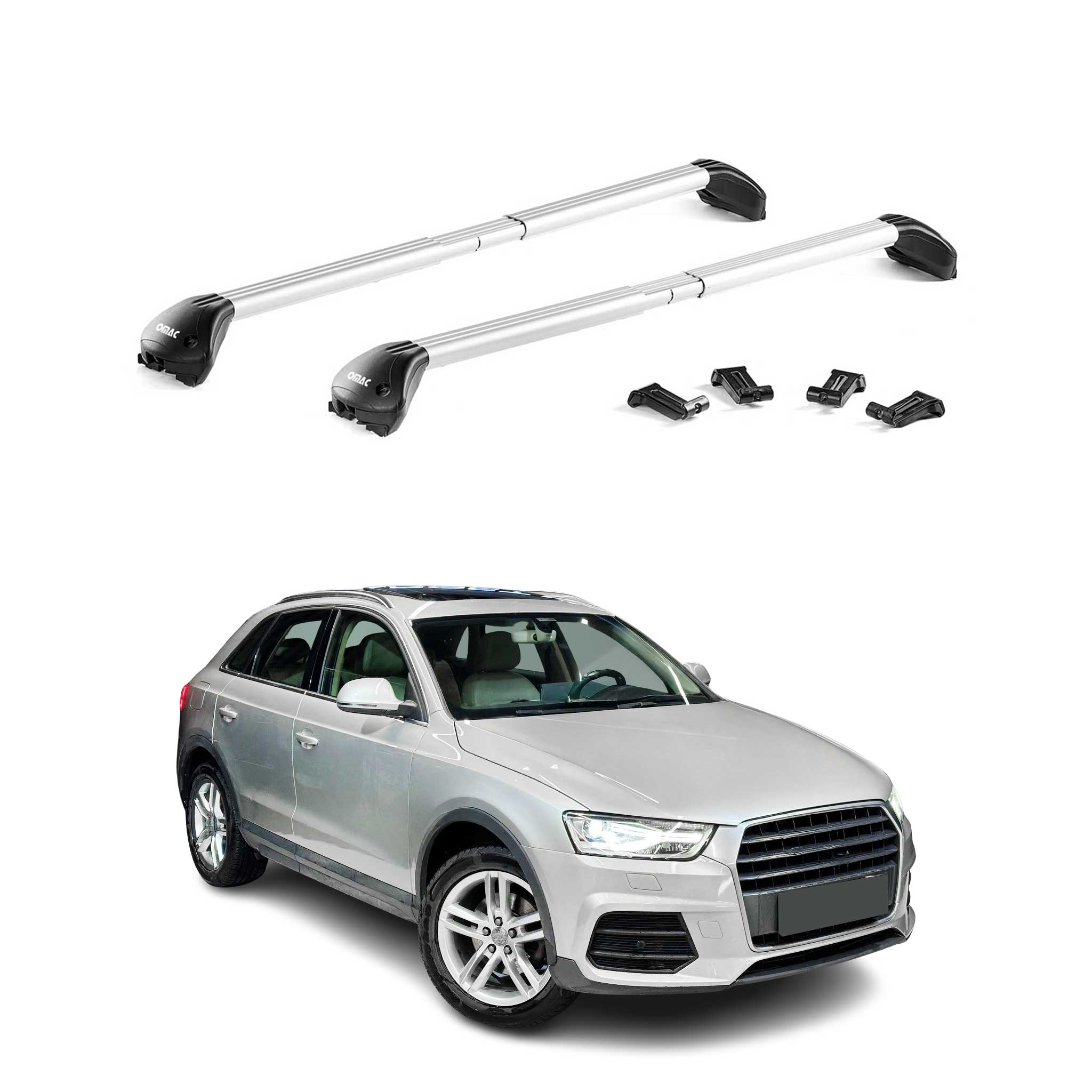 Barres de toit transversales pour Volvo V60 Cross Country 2015-2018 Alu Gris ABE