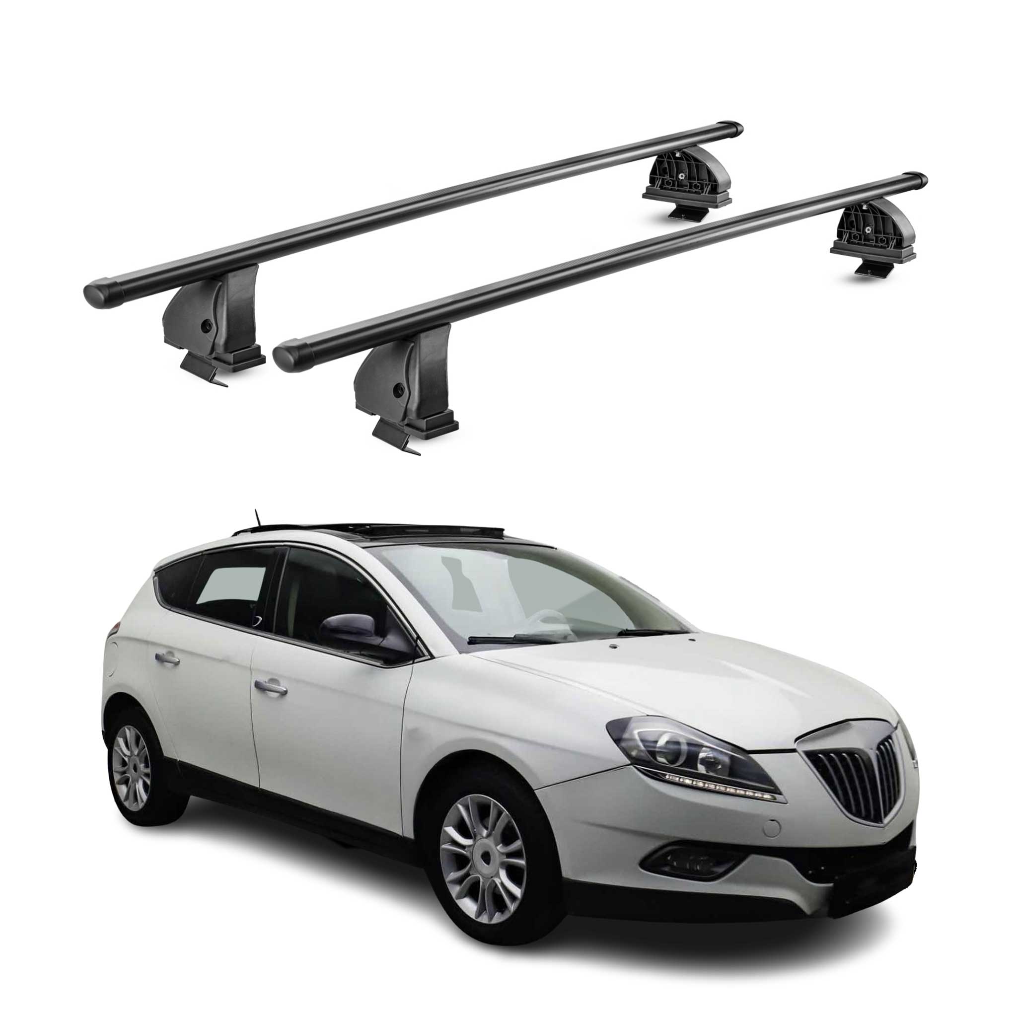 Barres de toit transversales acier pour Lancia Delta III 2008-2014 TÜV Noir 2Pcs