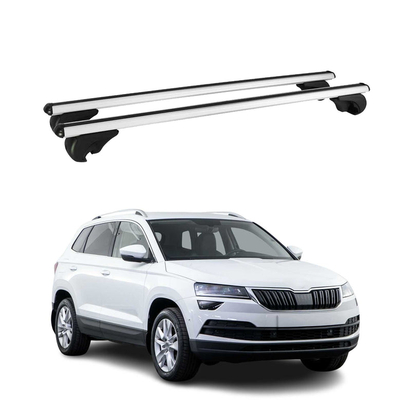 Barres de toit Transversales pour Skoda Karoq 2017-2025 Aluminium Argent