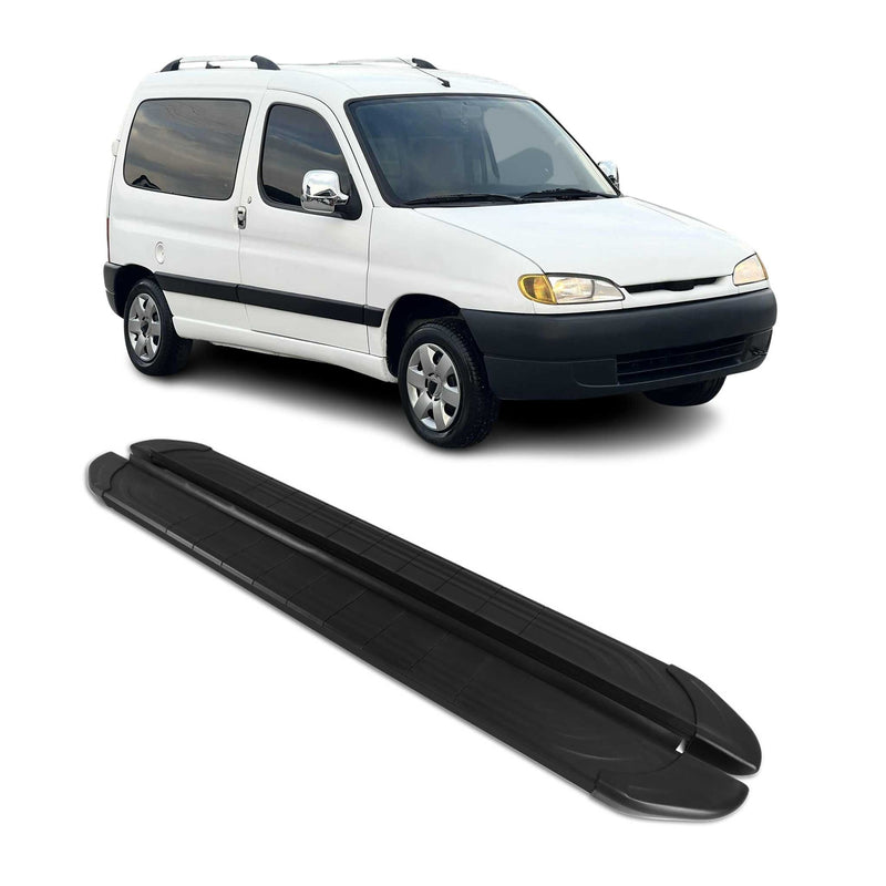 Marchepieds Latéraux pédale pour Peugeot Partner 1996-2008 2Pcs Aluminium Noir