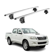 Barres de toit transversales Alu pour Toyota Hilux mk7 2005-2015 4Portes Gris 2x