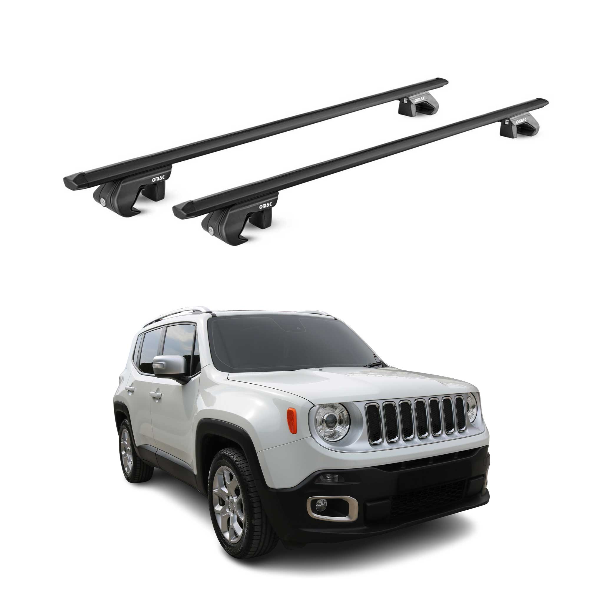 Barres de toit transversales pour Jeep Renegade BU 2015-2025 5 P Alu Noir 2x ABE