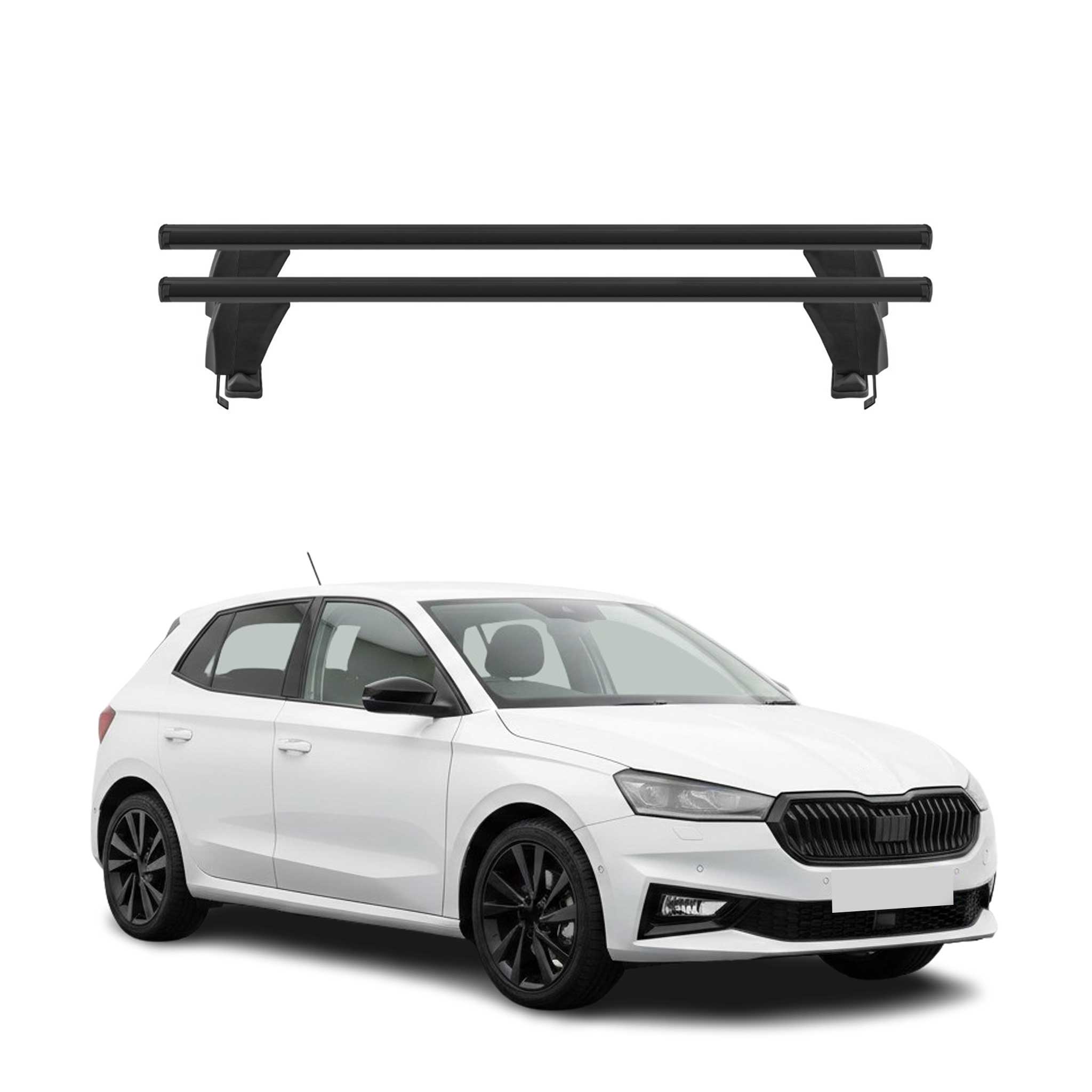 Menabo Barres de toit Transversales pour Skoda Fabia mk4 2022-2026 Alu Noir 2Pcs