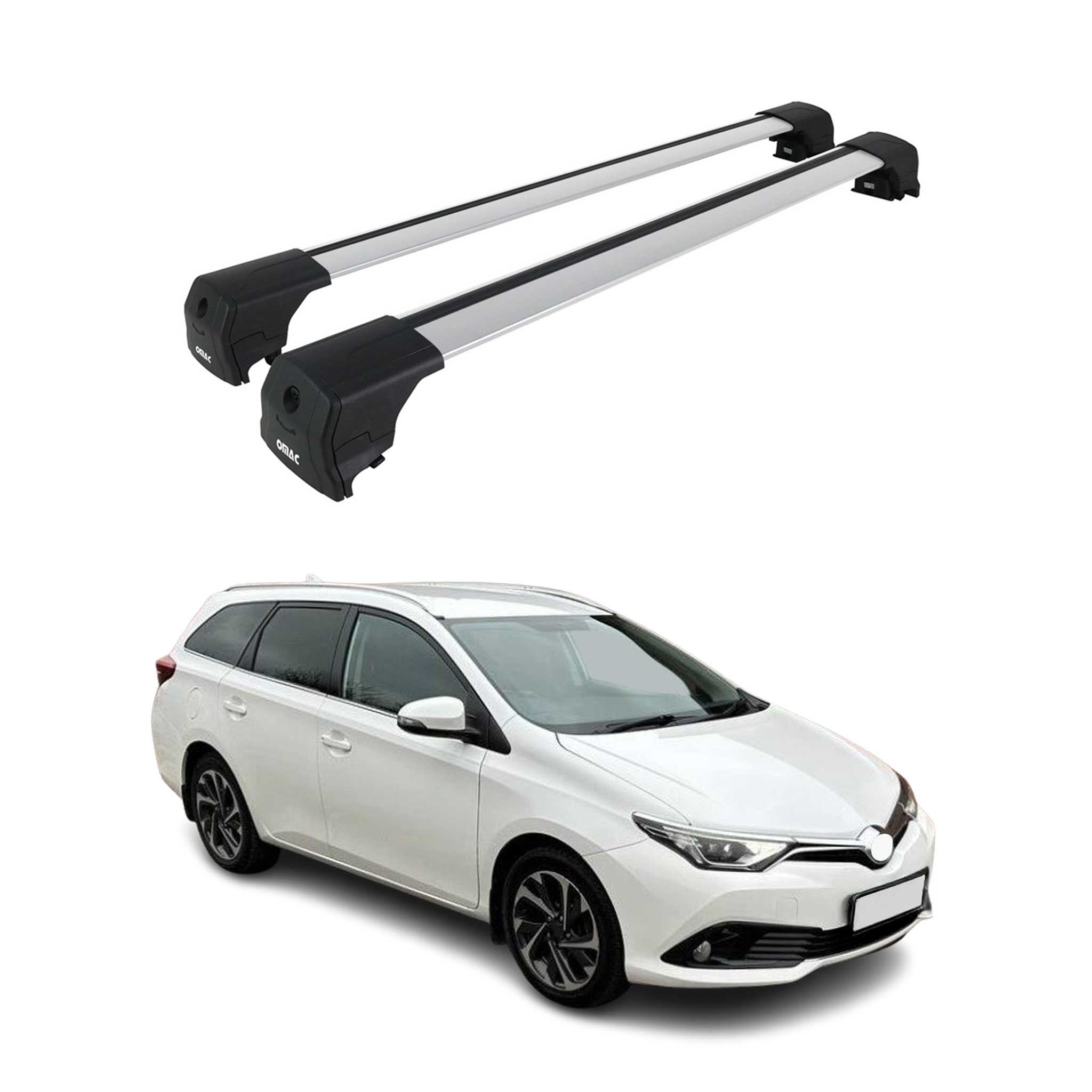 Barres de toit pour Toyota Auris Touring Sports SW 2013-2018 2Pcs Gris ABE