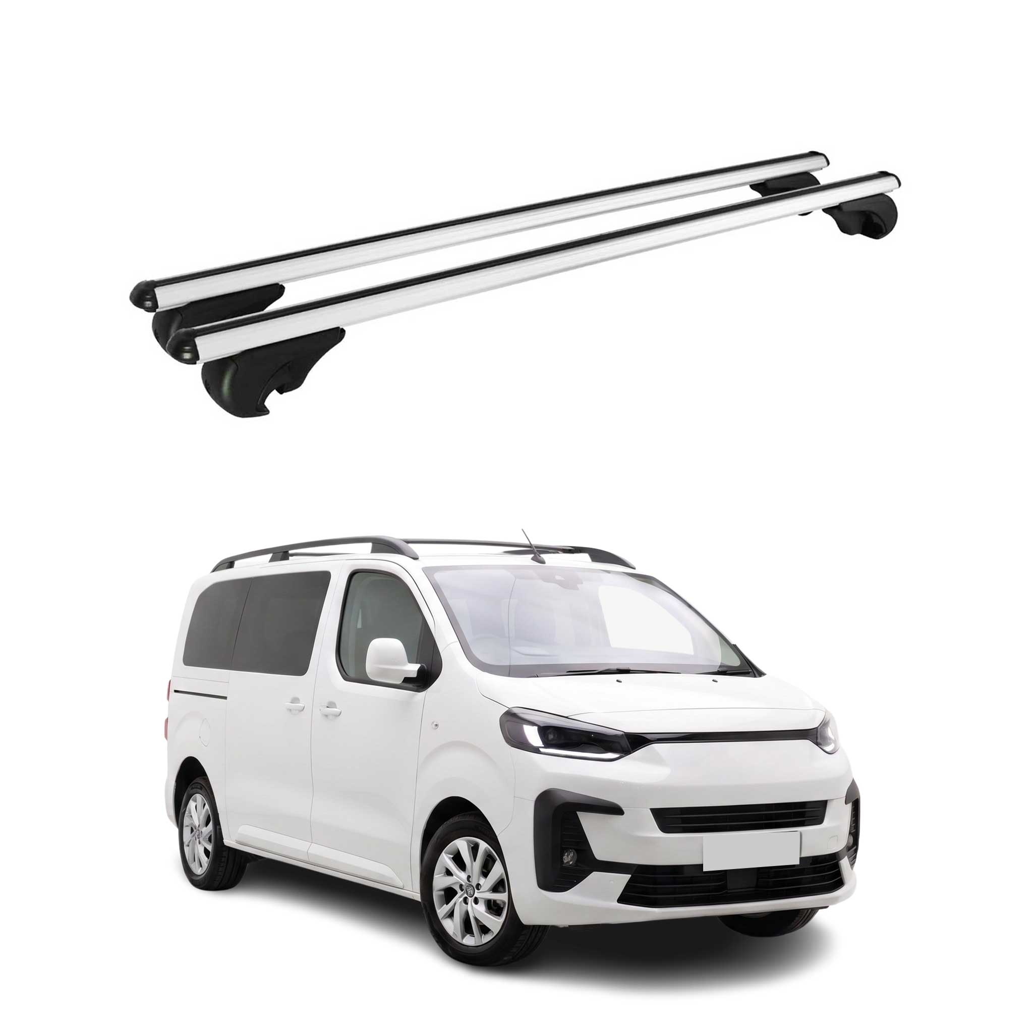 Barres de toit Transversales pour Fiat Scudo 2022-2026 TÜV Aluminium Gris 2Pcs
