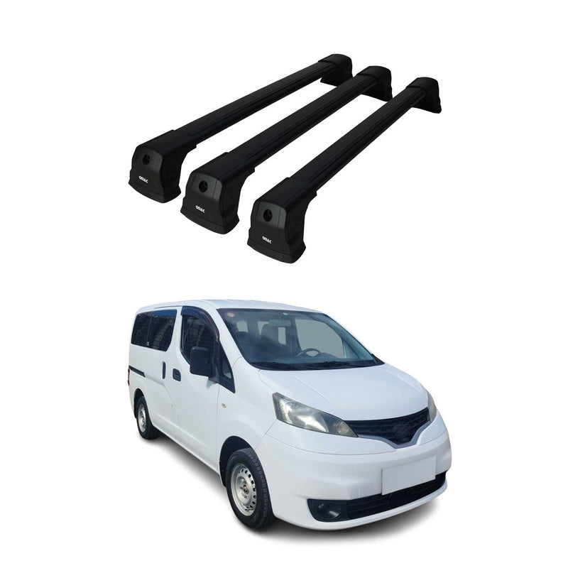 Barres De Toit Transversales pour Chevrolet City Express 2015-2023 Alu Noir 3 Pcs
