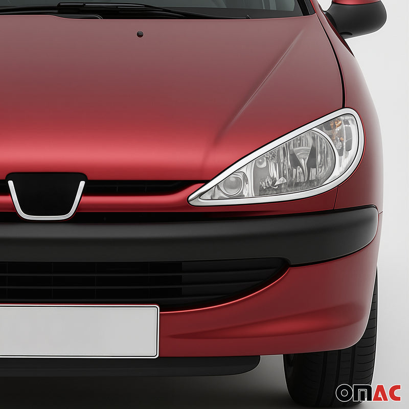 Cadres De Phare Avant pour Peugeot 206 1998-2010 ABS Chromé 2 Pcs