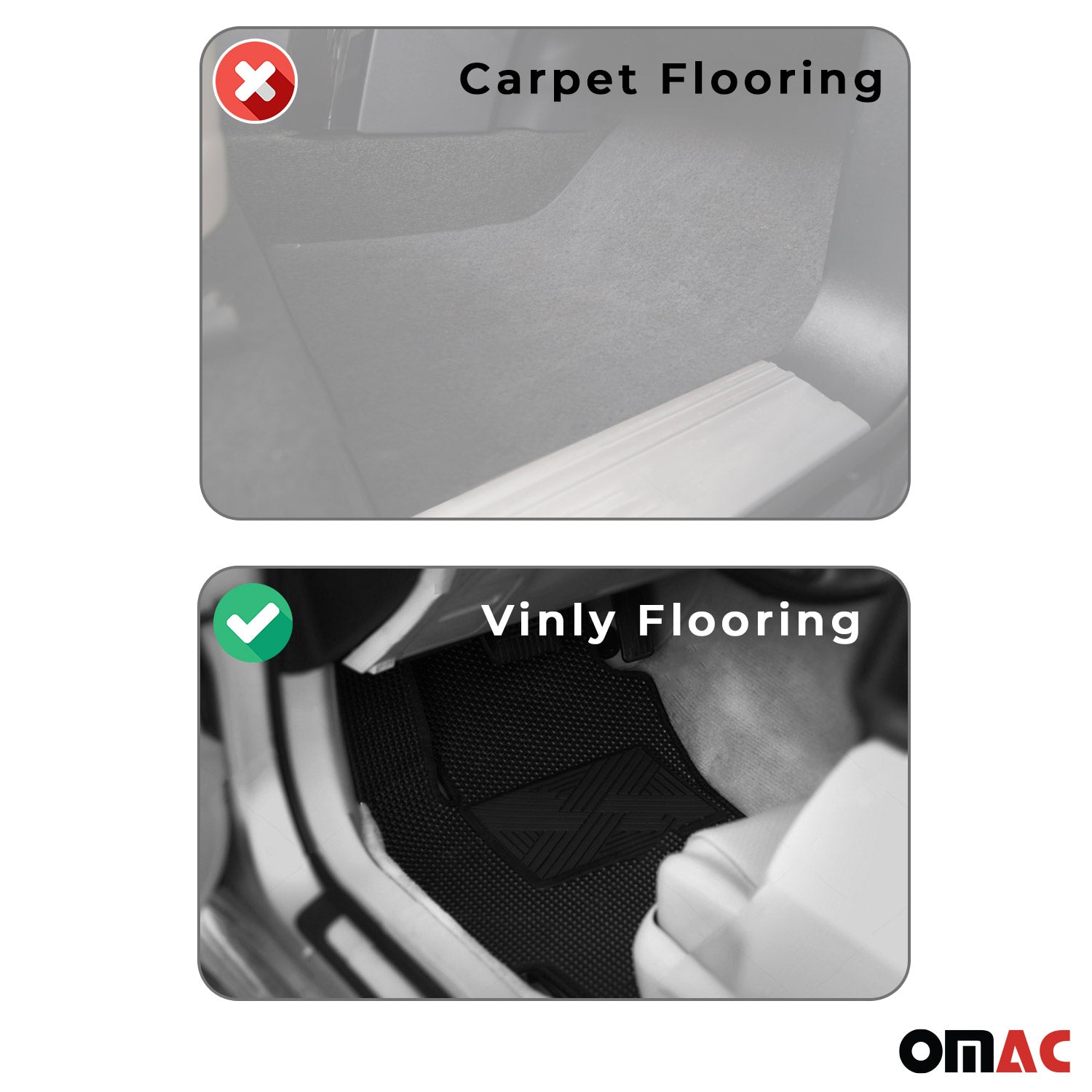 OMAC Tapis de sol en caoutchouc pour Ford Transit 2018-2025 Noir Premium