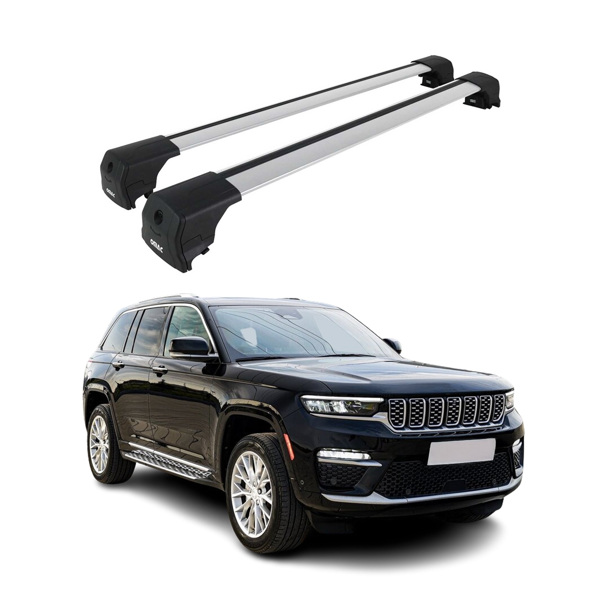 Barres de toit transversales pour Jeep Grand Cherokee V WL 2023-2026 Alu Gris 2x