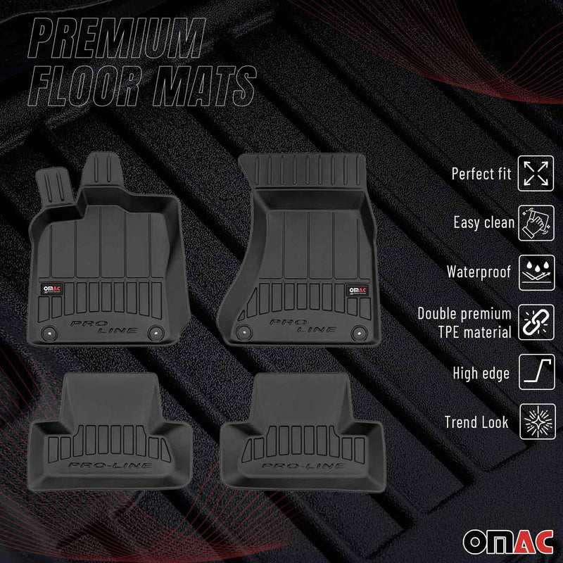 OMAC Tapis de sol caoutchouc pour Audi Q5 8RB 2008-2017 Noir Premium 4 Pcs